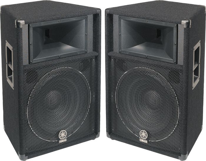 Des Moines PA System Rentals - Yamaha S115V Full Range Speakers (Pair, Includes Stands)