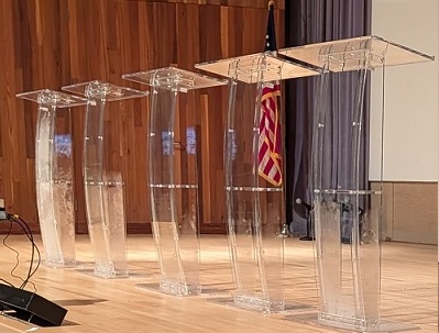 clear acrylic podium rental predebate